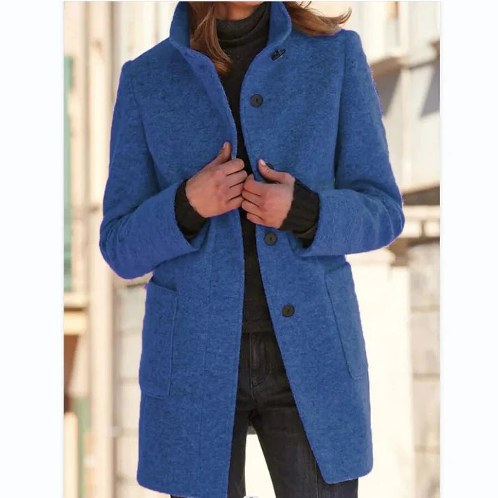 Elina – classic wool coat with a high collar and tailored cut