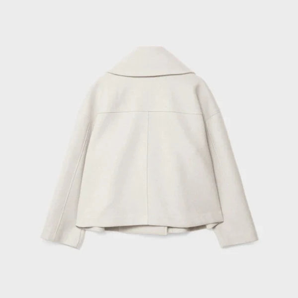 Women's elegant short wool double-breasted coat - women