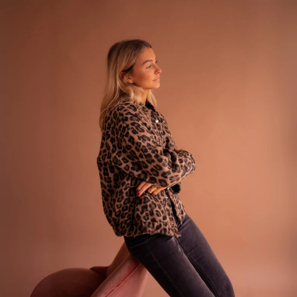 Women’s leopard print fleece jacket oversized – women