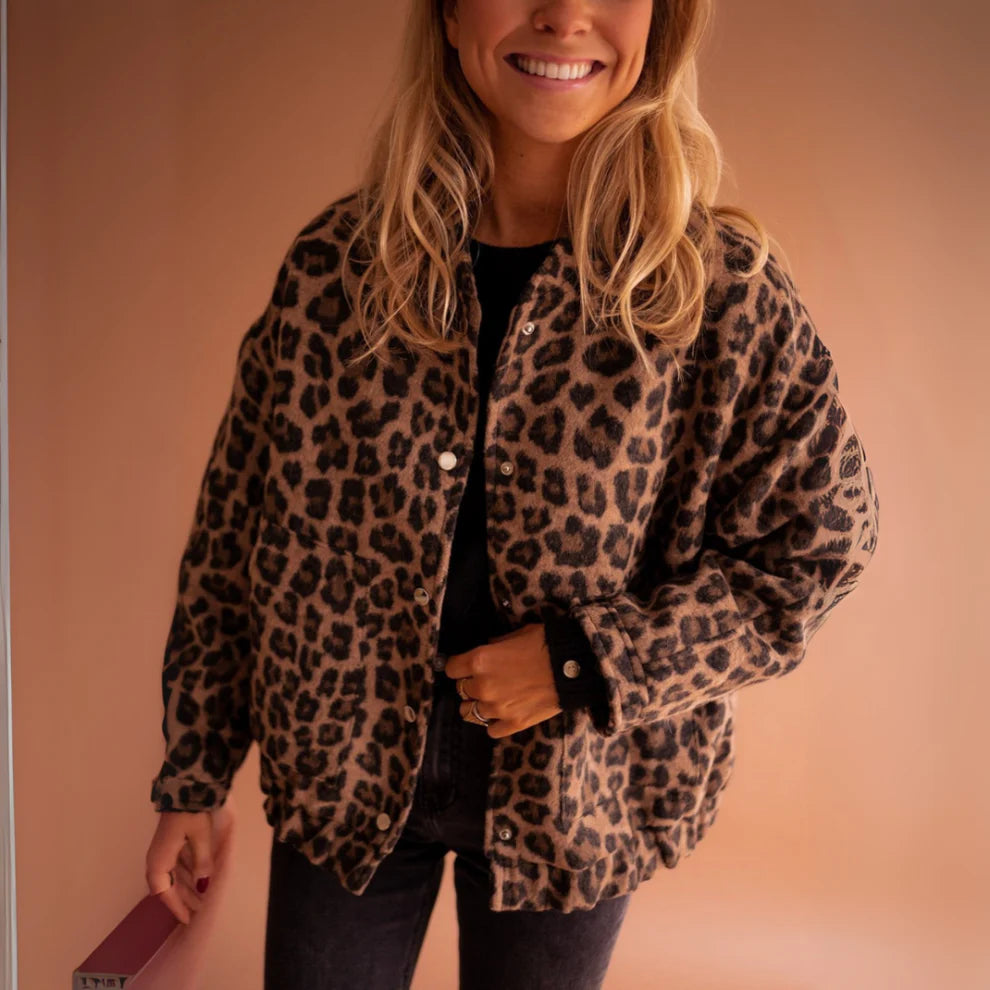 Women’s leopard print fleece jacket oversized – women