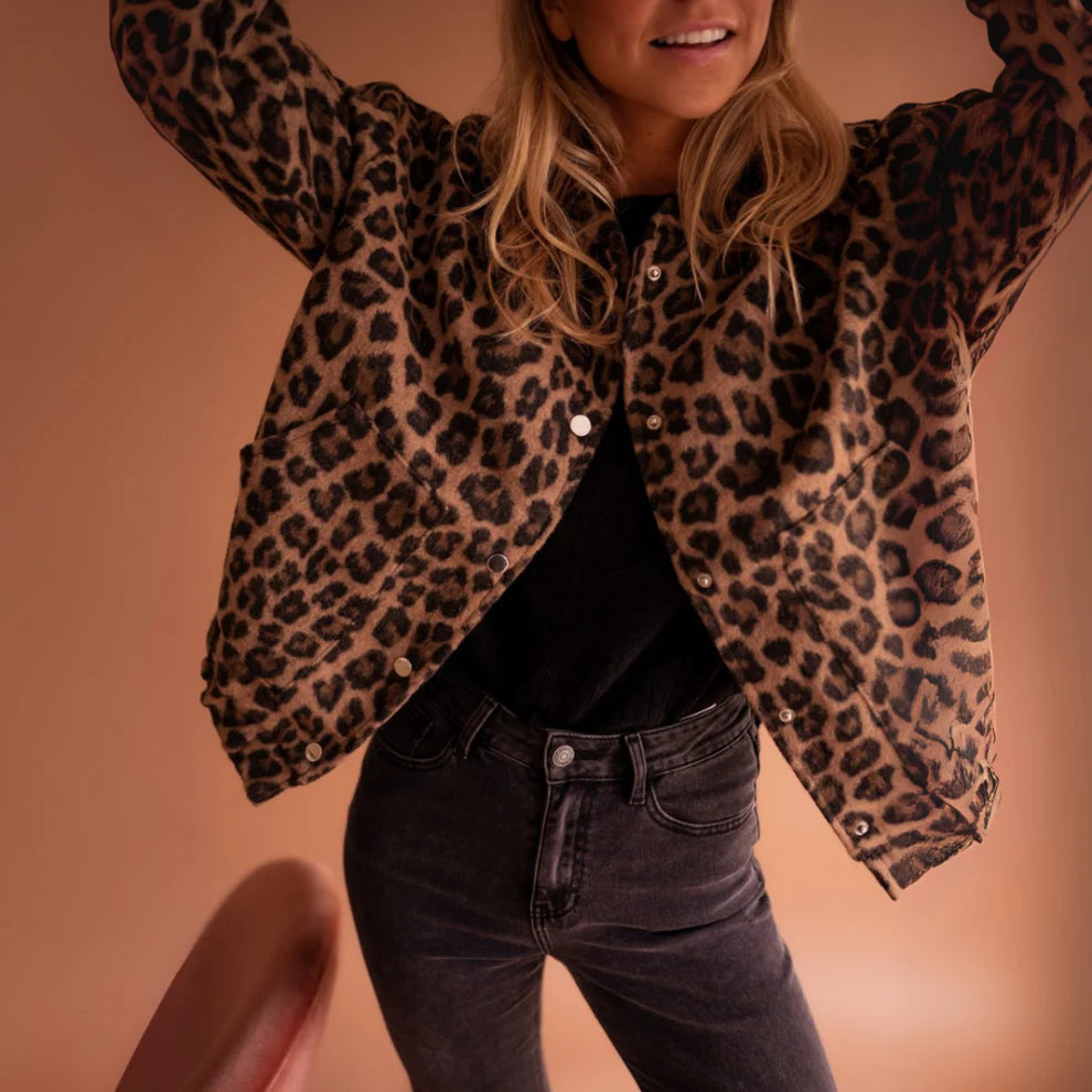 Women’s leopard print fleece jacket oversized – women