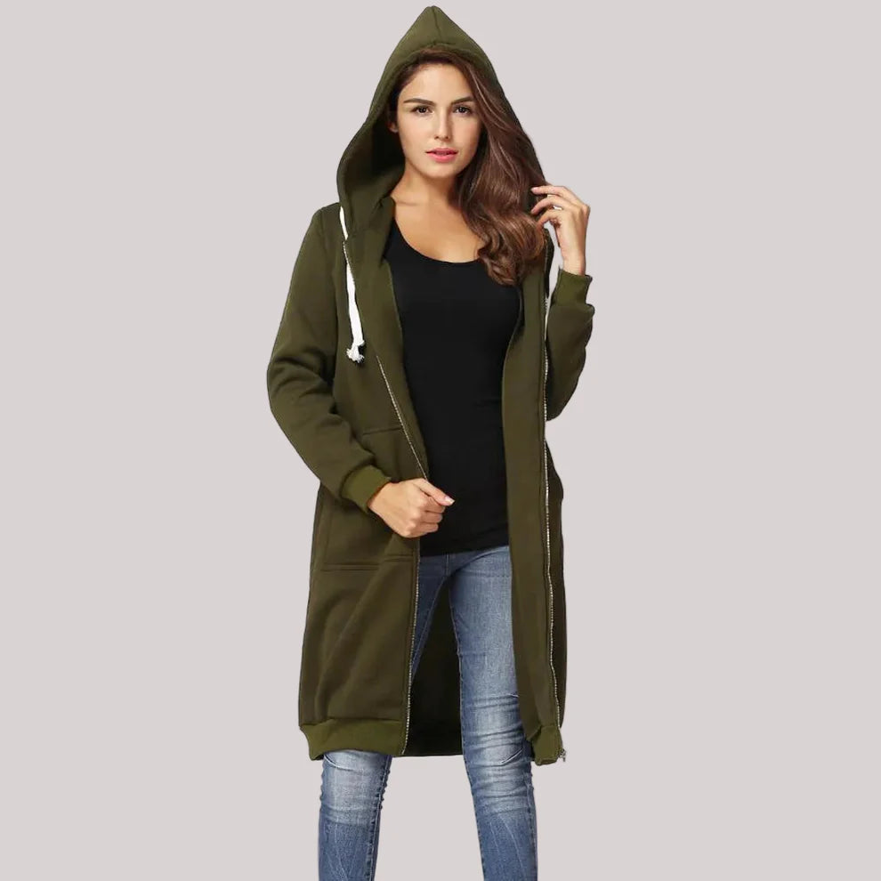 Women’s oversized fleece jacket with hood – women