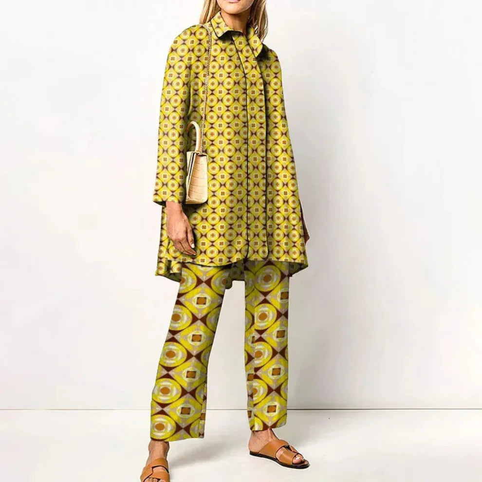 Women’s vintage print sweater two-piece outfit – women