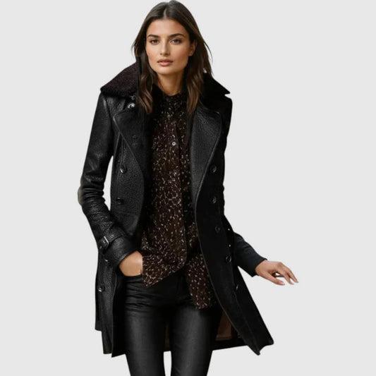Women’s winter leather coat elegant warm – women