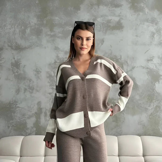 Women’s wool cardigan sweater set elegant – women