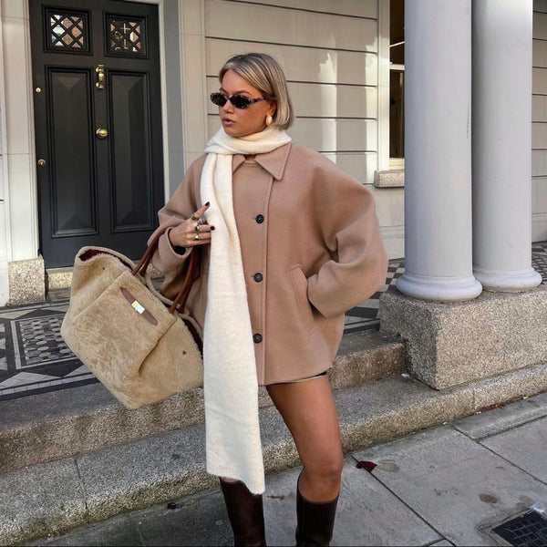 Women’s oversized wool coat trendy fall – women