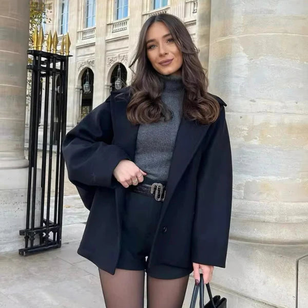 Women’s oversized wool coat trendy fall – women