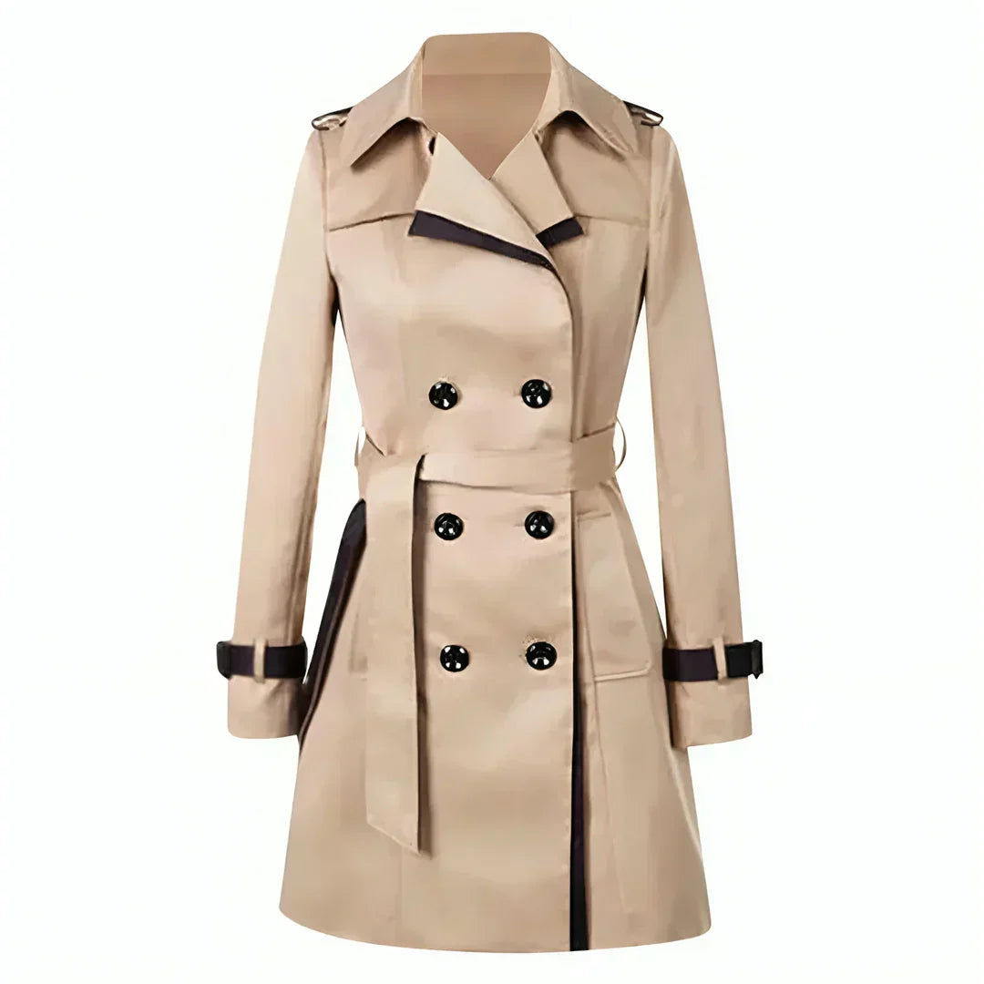 Women's winter trench coat with belt - casual style with warmth