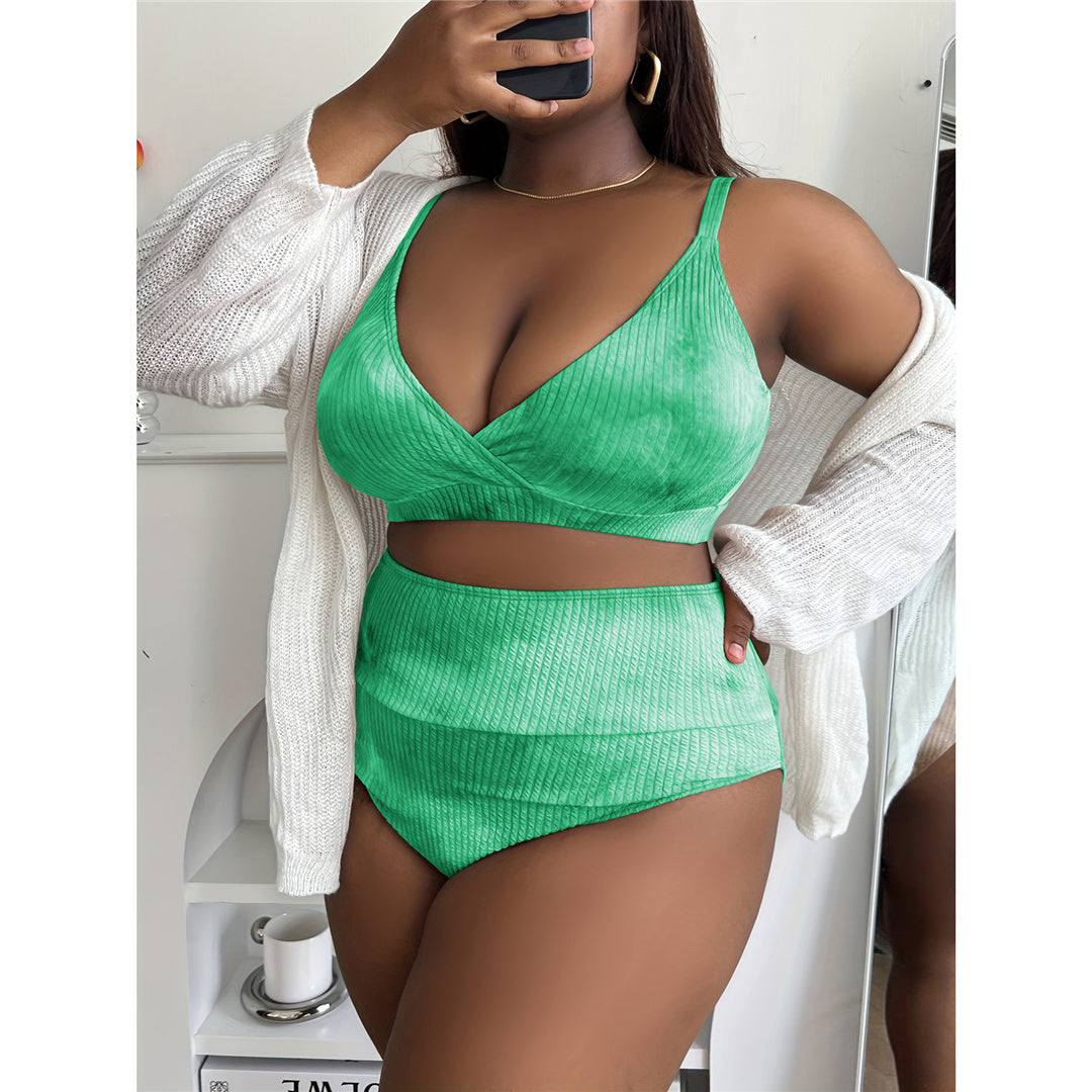 NIMA blauw gevoerde v-hals bikini grote maten