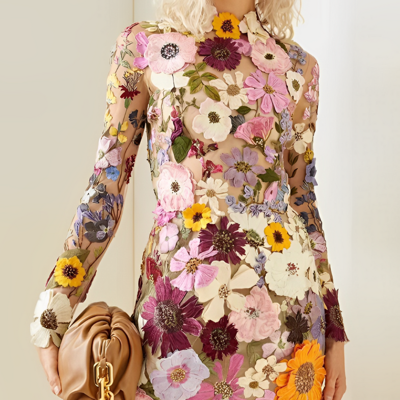 NIMA Elegante jurk met bloemdecoratie - Adrienne