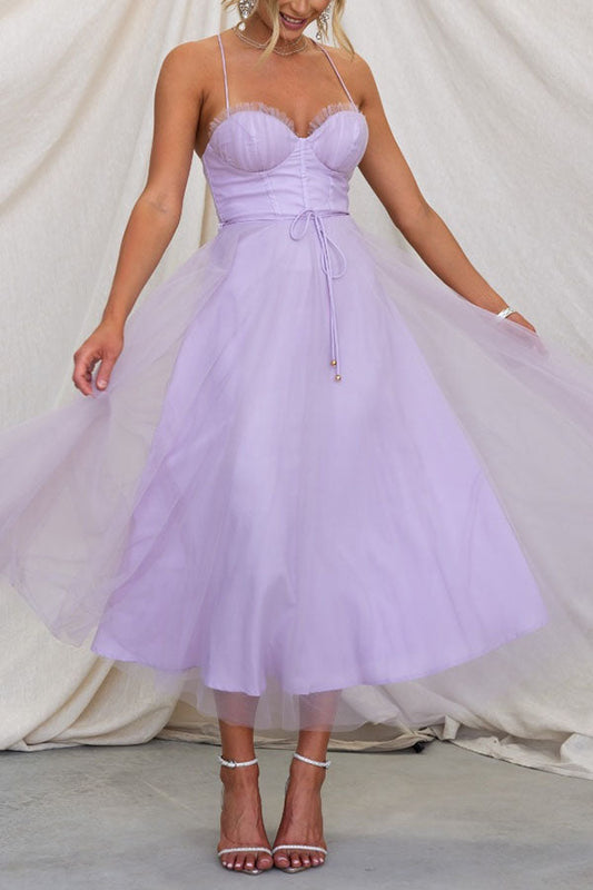 NIMA Moderne prinses strapless chiffon avondjurk