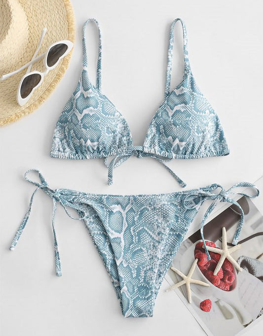 NIMA oranje snack print v nek brazilian bikini