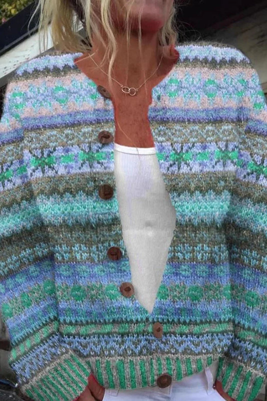 Lotte – blue nordic knit cardigan