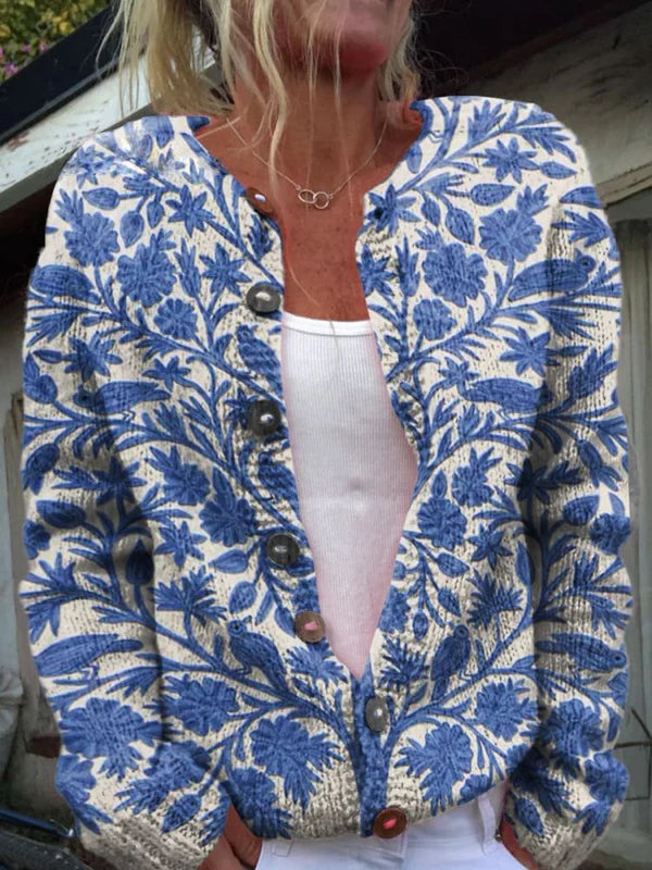 Celia – cardigan with floral details for elegant outfits