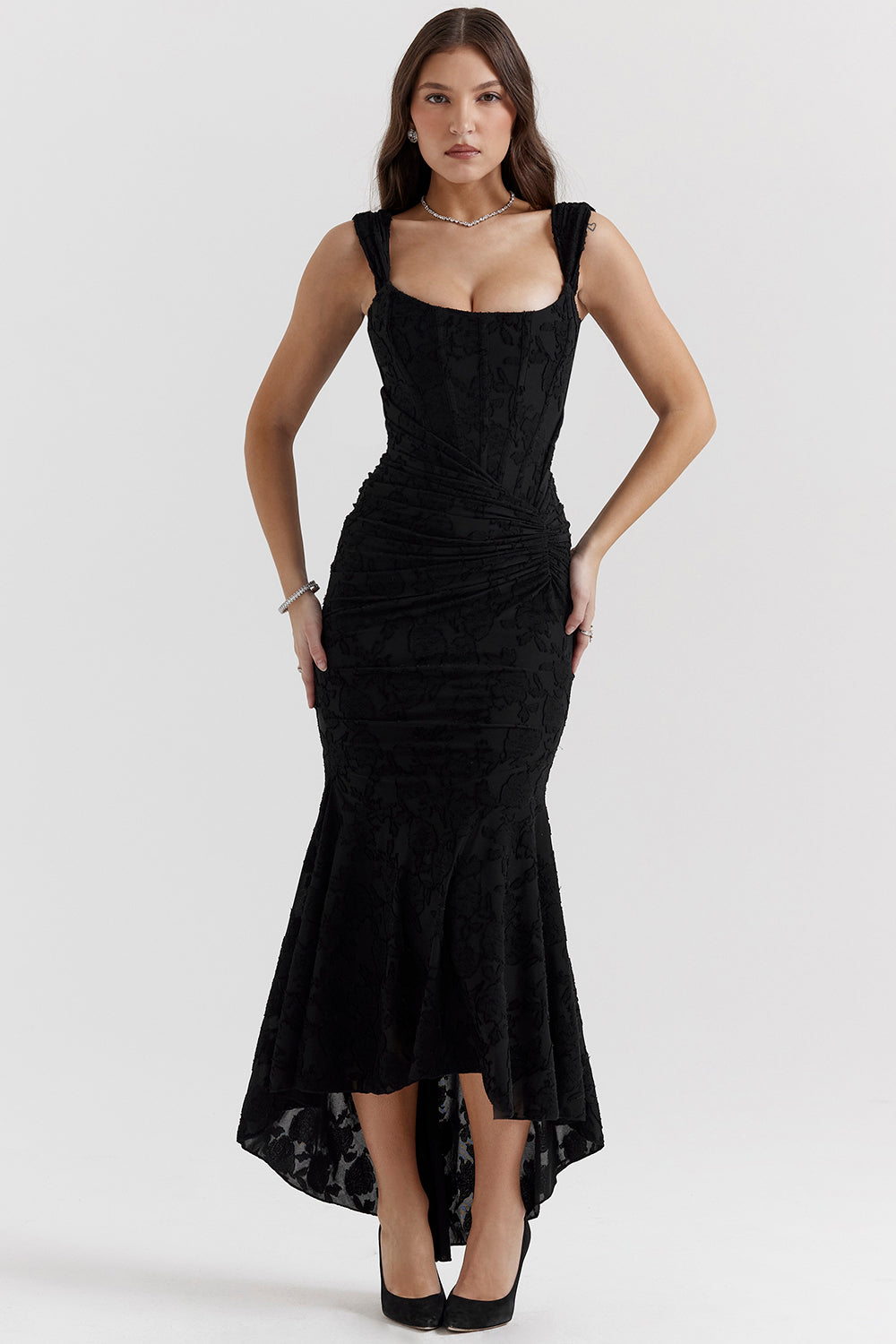 NIMA Getextureerd maxi jurk
