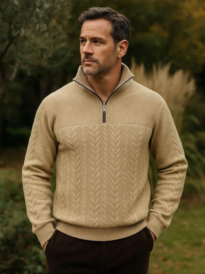 Dirk – classic quarter-zip pullover with stand-up collar