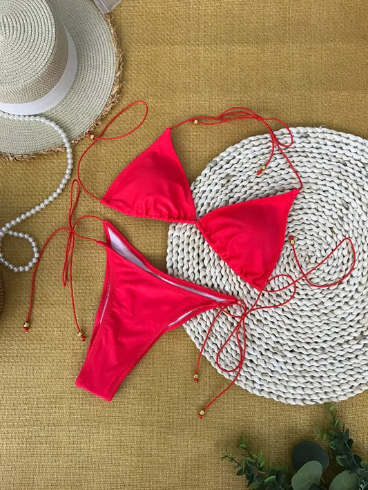 NIMA rode micro eenvoudig ademende brazilian bikini