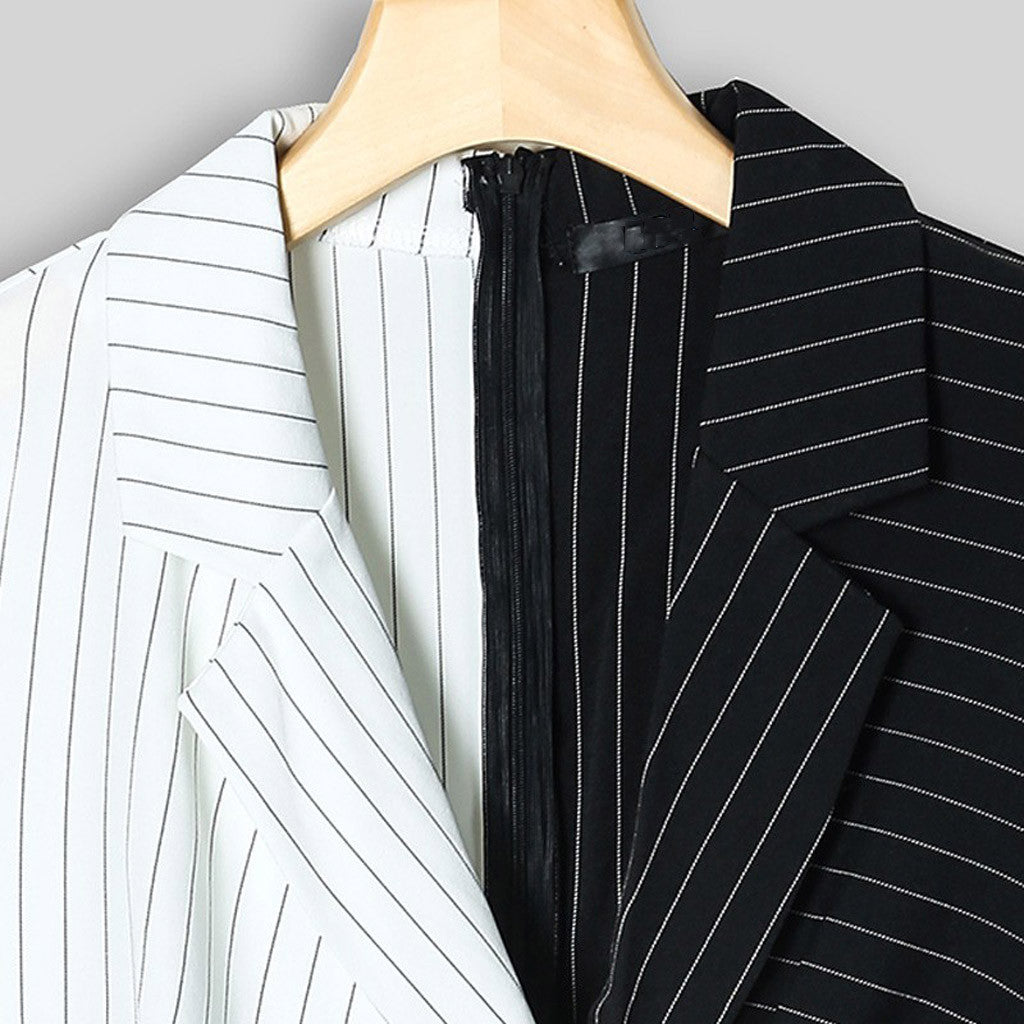 NIMA Slim fit blazerjurk met patchworkstrepen