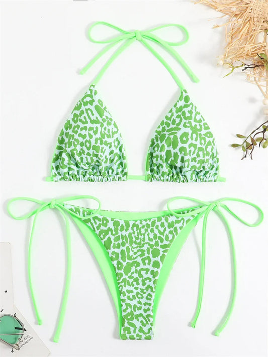 NIMA oranje luipaardprint band brazilian bikini