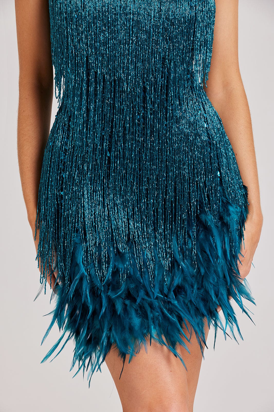 NIMA Mouwloze Mini Glitterjurk met Pailletten en Franje