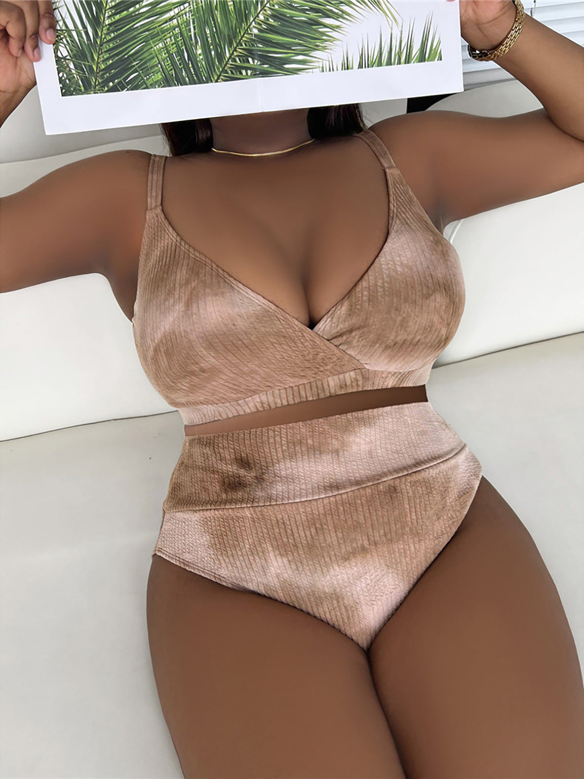 NIMA blauw gevoerde v-hals bikini grote maten