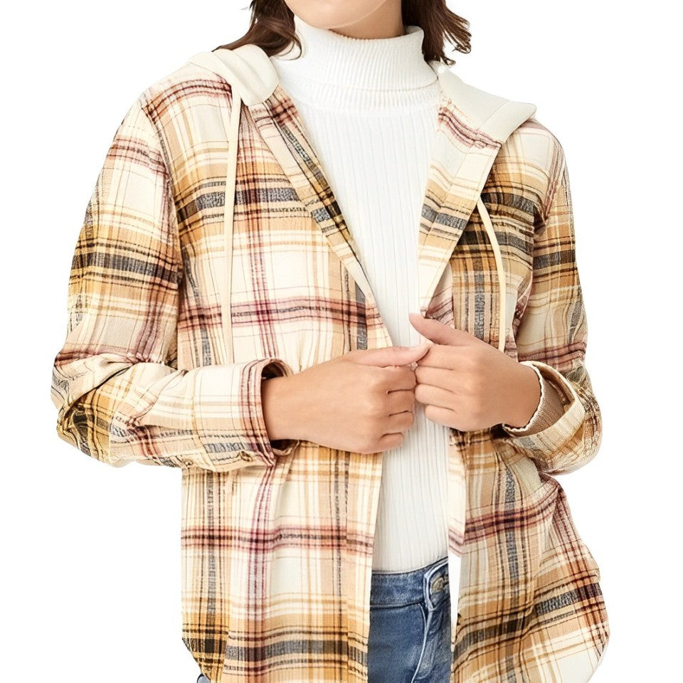 Nina - checkered jacket with hood and drawstring