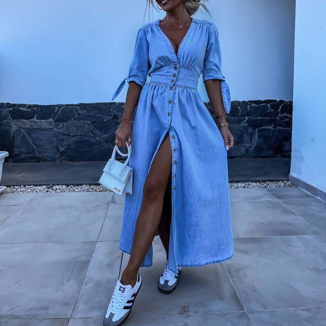 NIMA maxi-jurk in denim