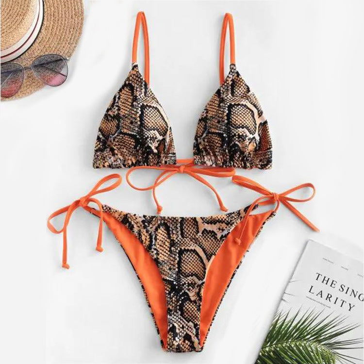 NIMA oranje snack print v nek brazilian bikini