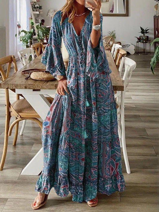 NIMA Zomerdroom Boho Maxi Jurk