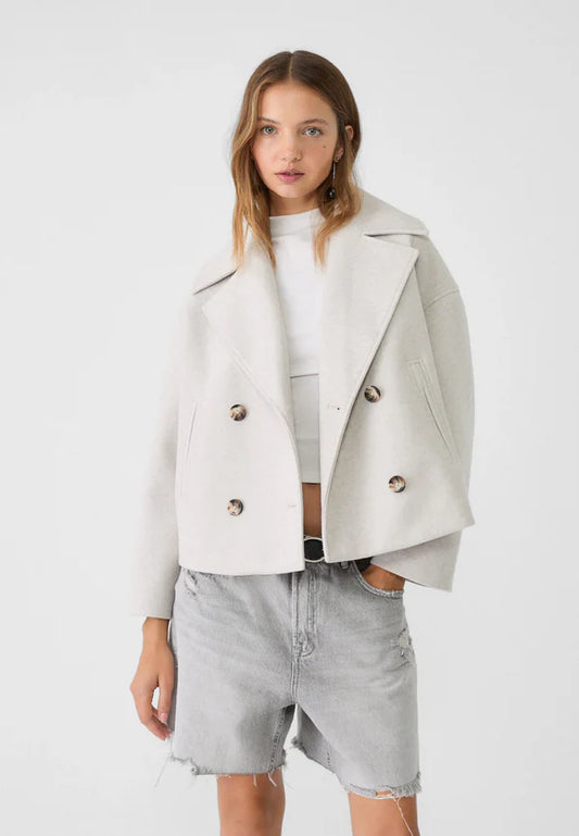Short double-breasted coat for women – modern & structured look