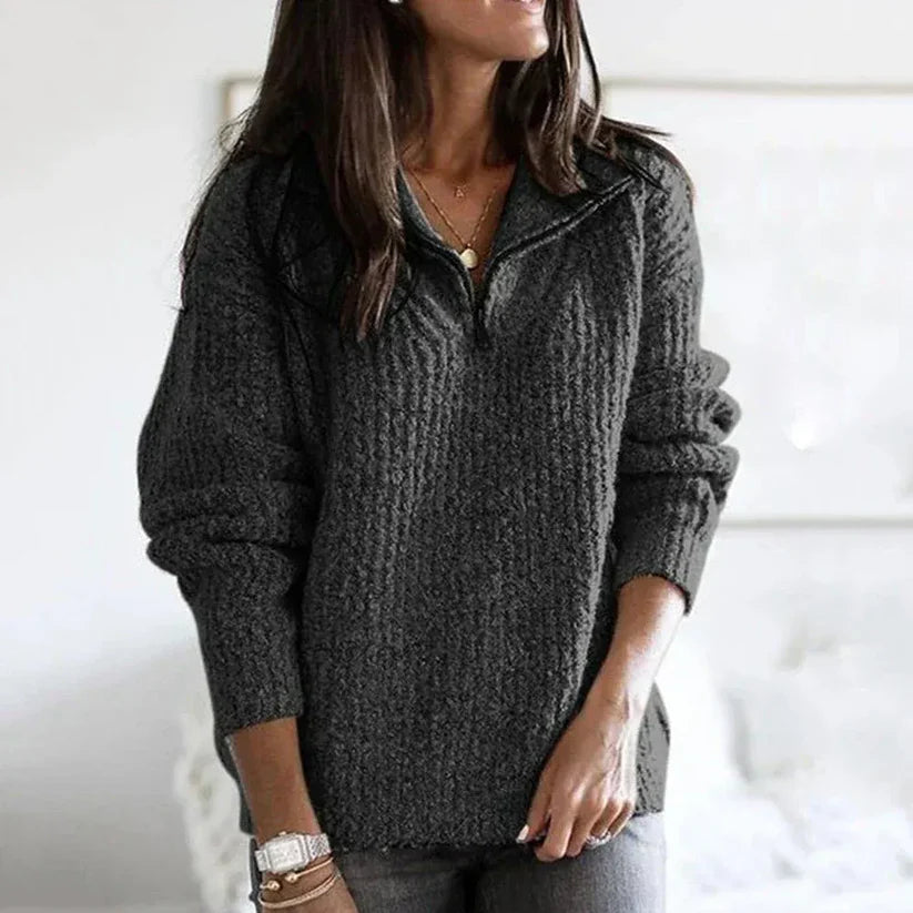 Stina – half-zip knit sweater made from soft wool
