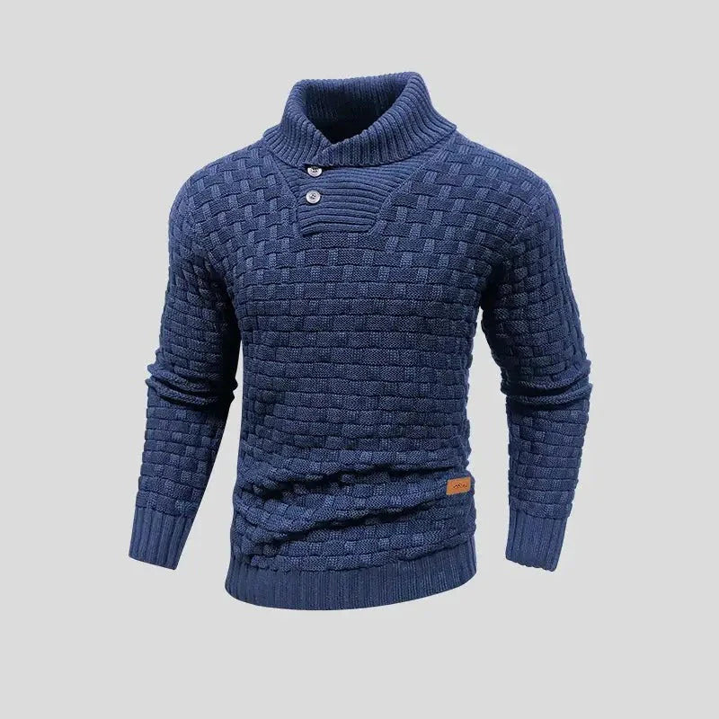 Eldon – knitted sweater with button placket and classic cut