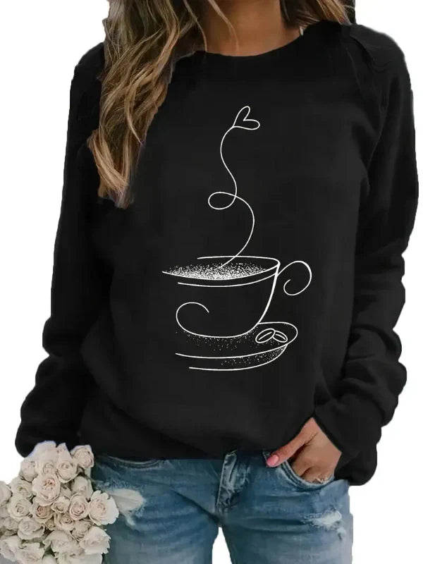 Maja – crewneck sweatshirt with coffee cup graphic print