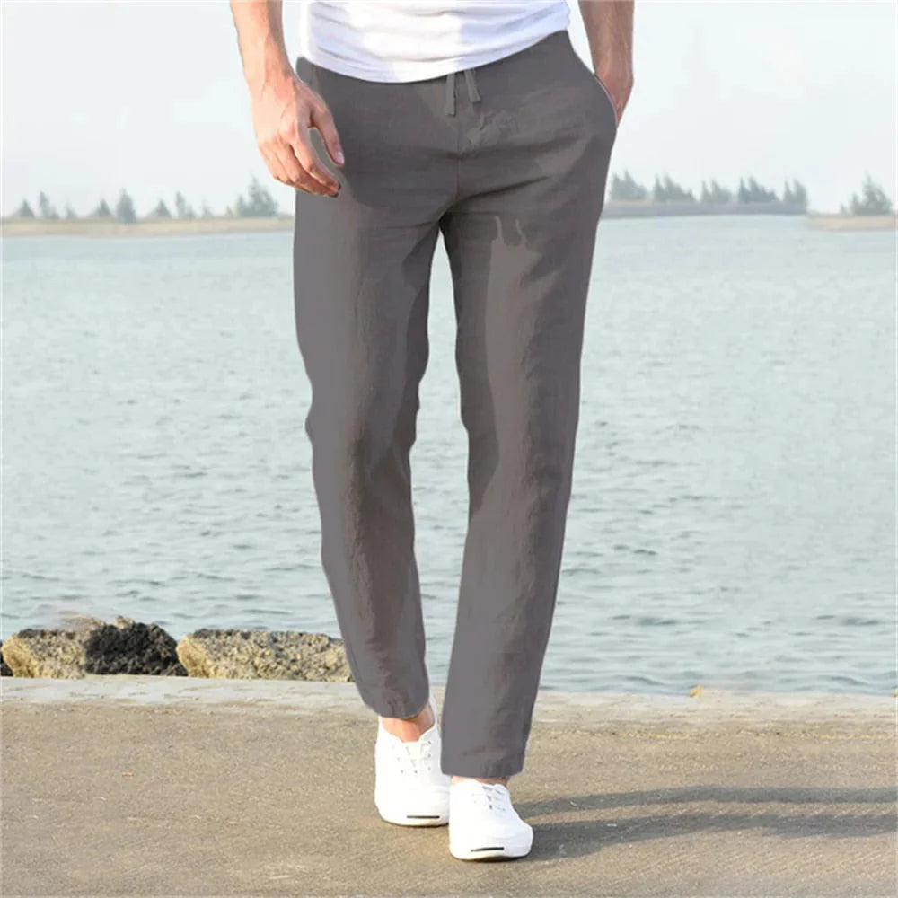 Lightweight men's linen trousers, casual and comfortable