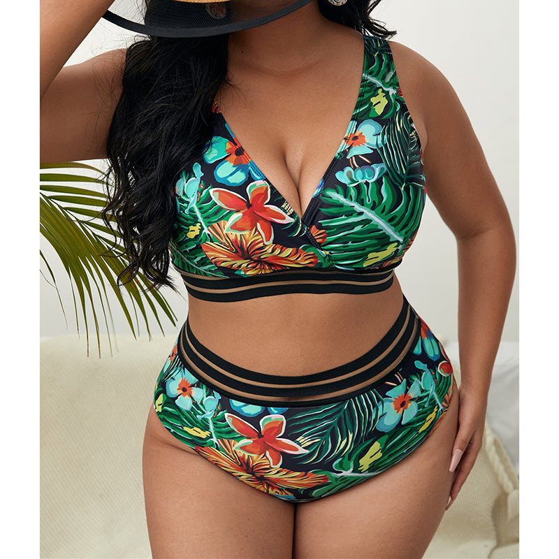 NIMA roze bikini grote maten met bloemenprint