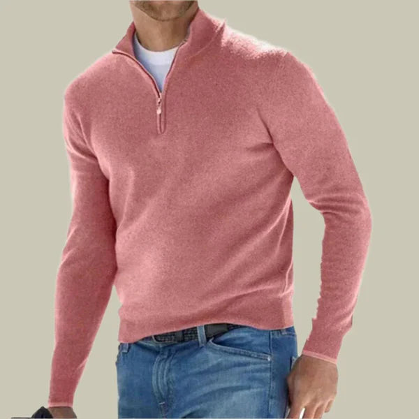 Malte – classic polo sweater with zippered collar