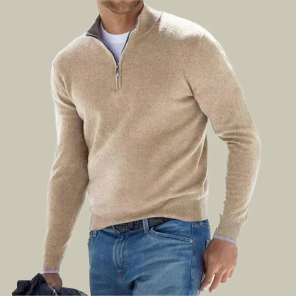 Malte – classic polo sweater with zippered collar
