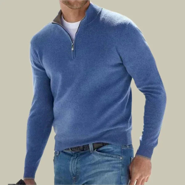 Malte – classic polo sweater with zippered collar