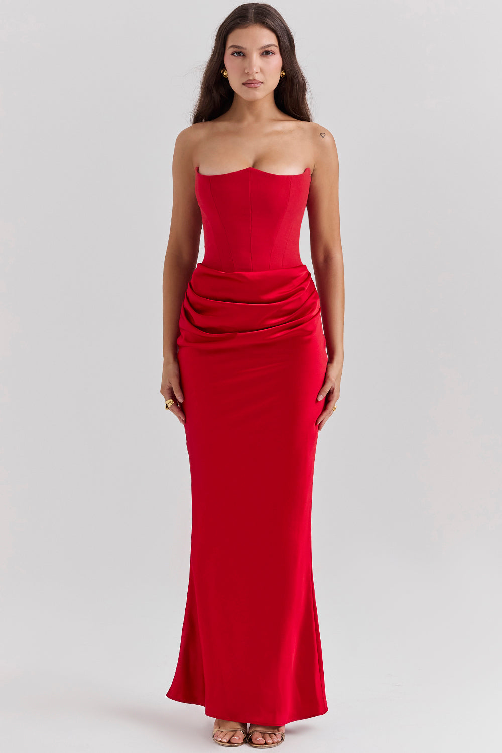 NIMA Elegant strapless korset maxi jurk