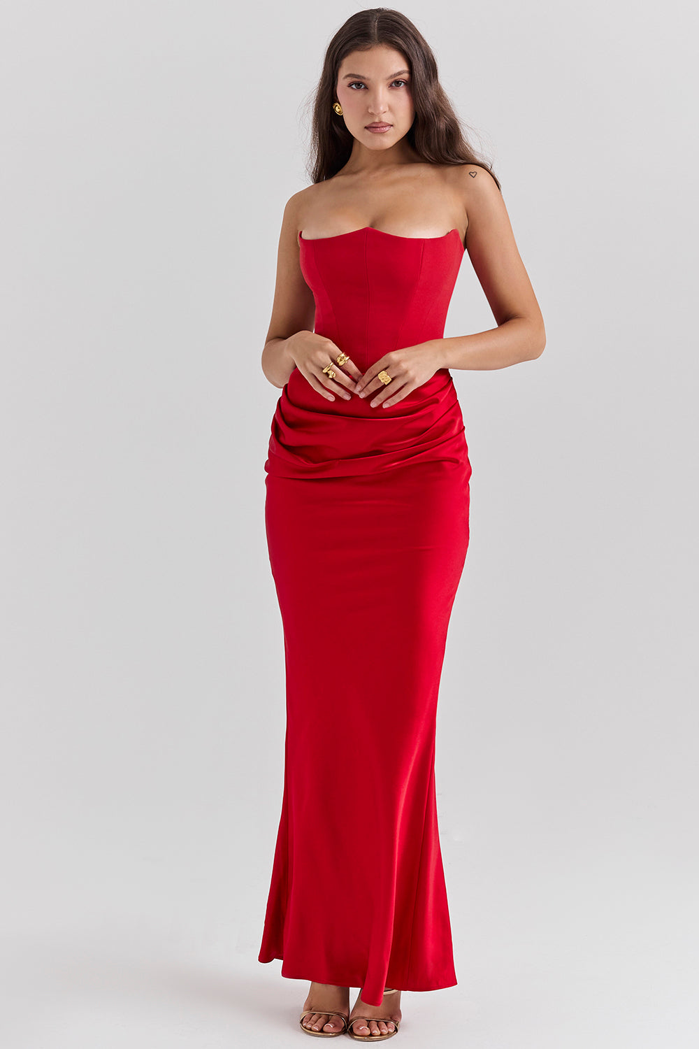 NIMA Elegant strapless korset maxi jurk