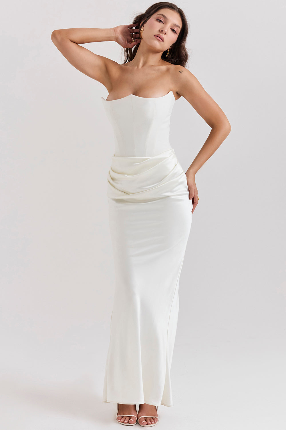 NIMA Elegant strapless korset maxi jurk