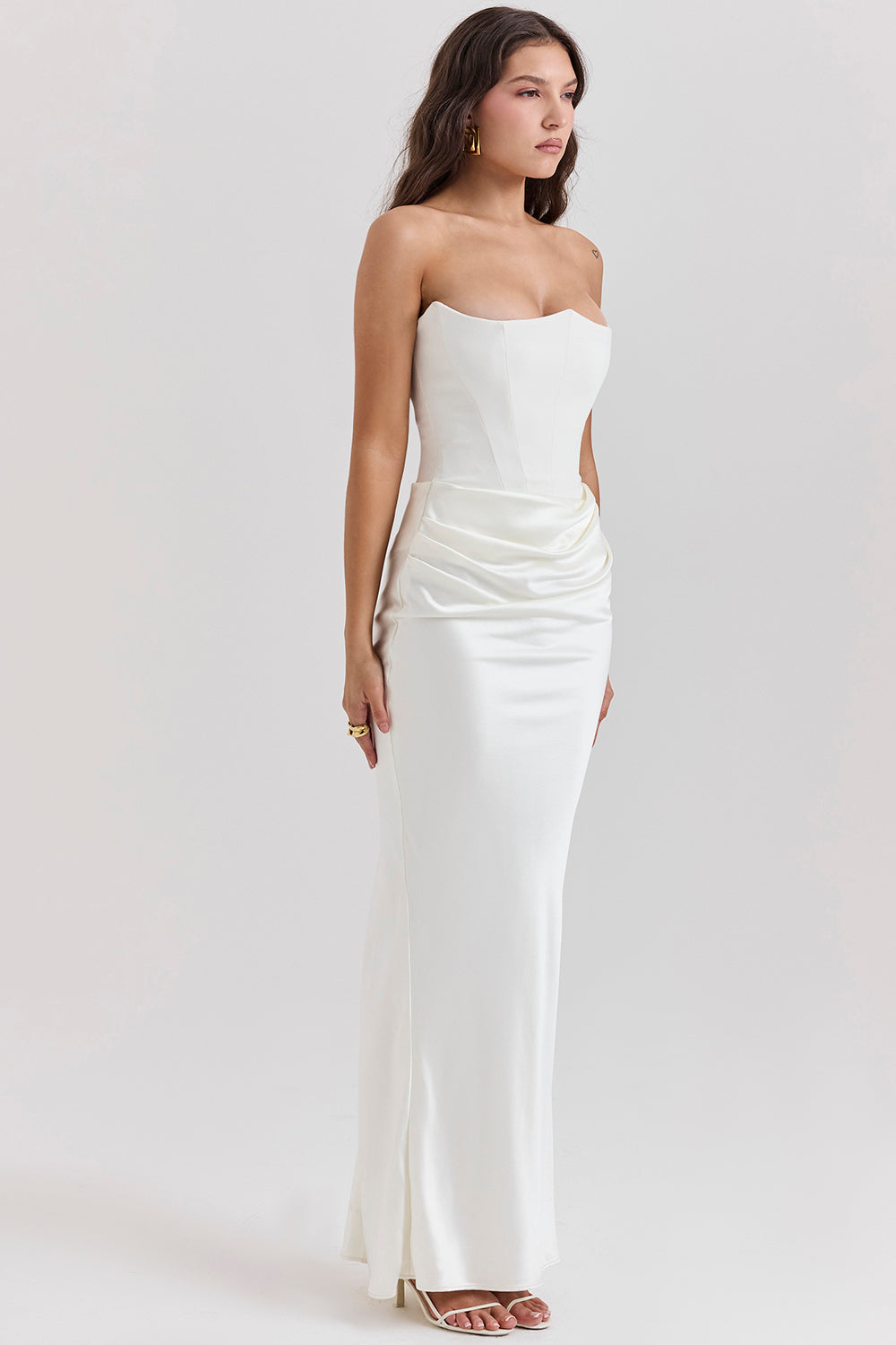 NIMA Elegant strapless korset maxi jurk