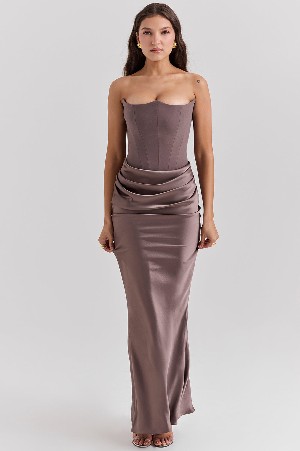 NIMA Elegant strapless korset maxi jurk