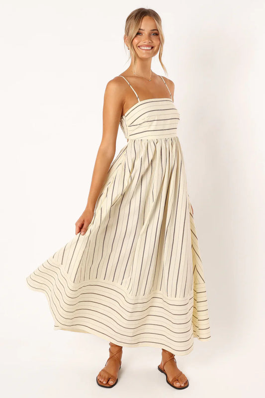 NIMA Gestreepte Casual Maxi Dress met Spaghettibandjes