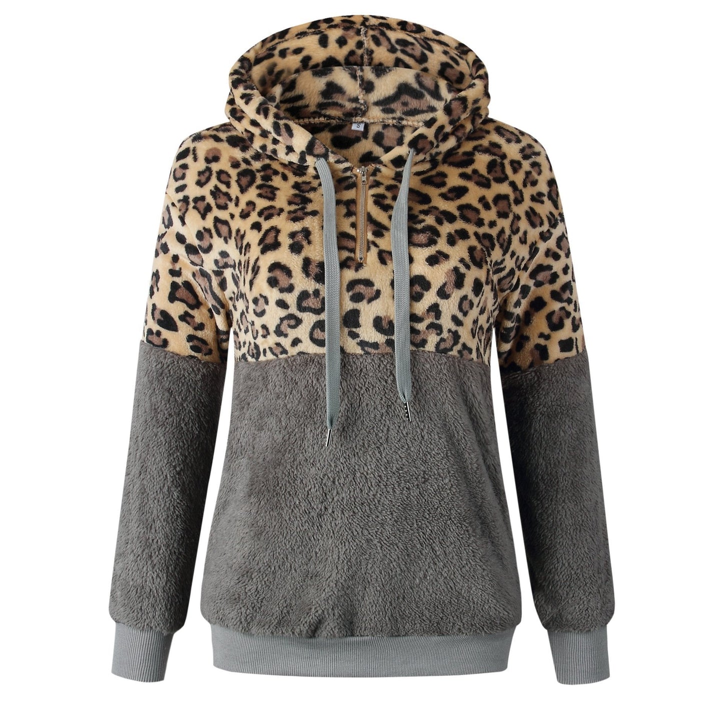 Teddy pullover - extremely warm and cozy hoodie with a stylish leopard pattern for spring