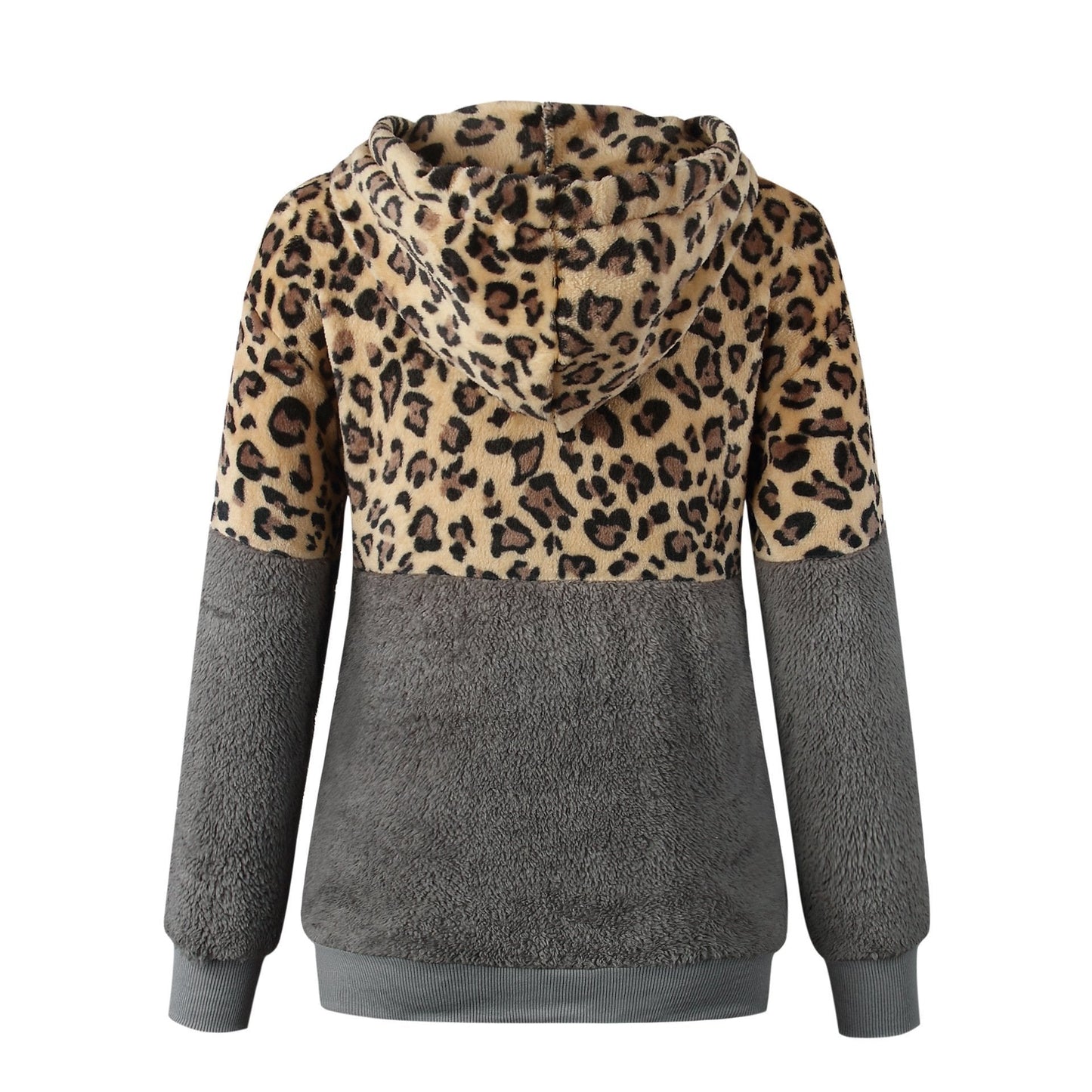 Teddy pullover - extremely warm and cozy hoodie with a stylish leopard pattern for spring