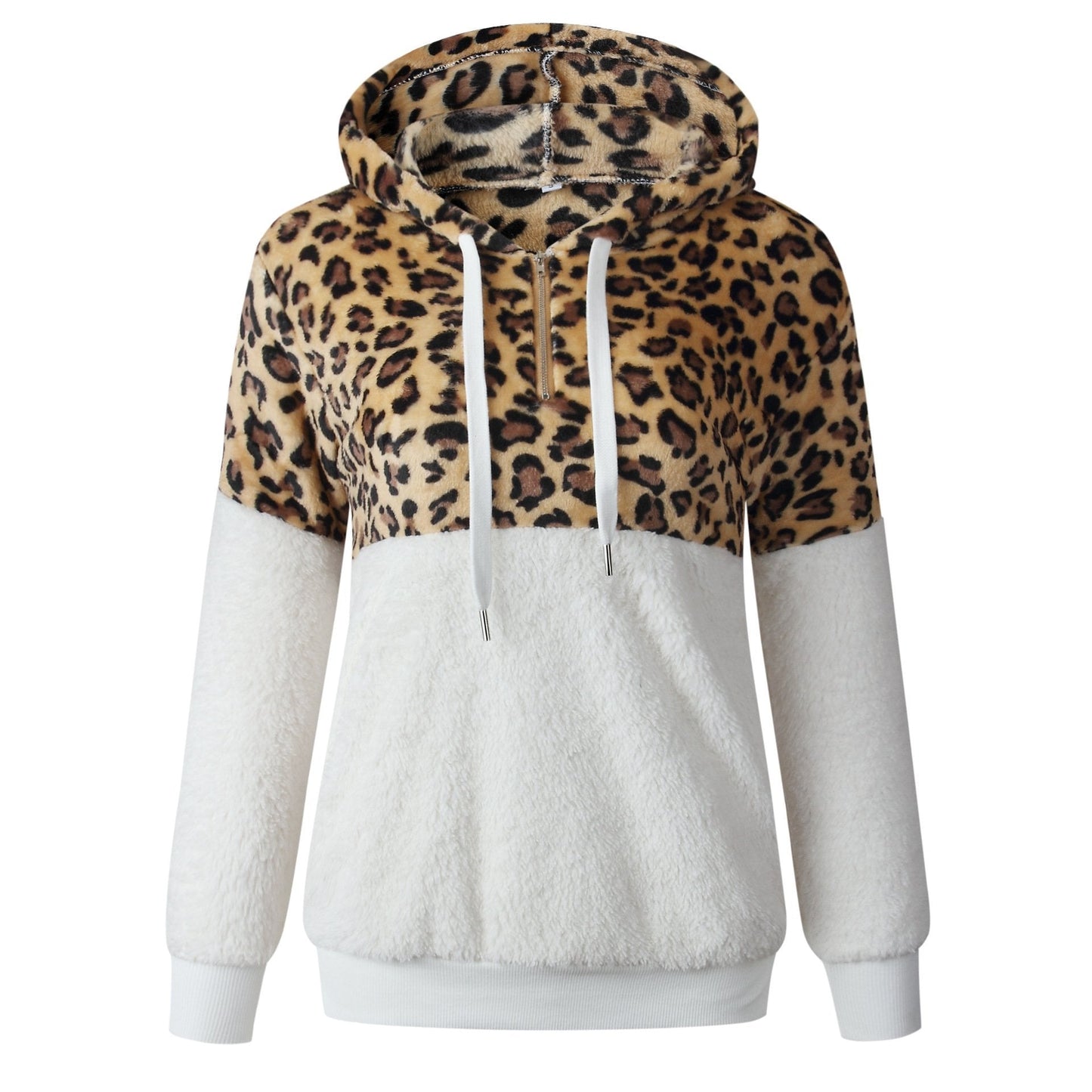 Teddy pullover - extremely warm and cozy hoodie with a stylish leopard pattern for spring