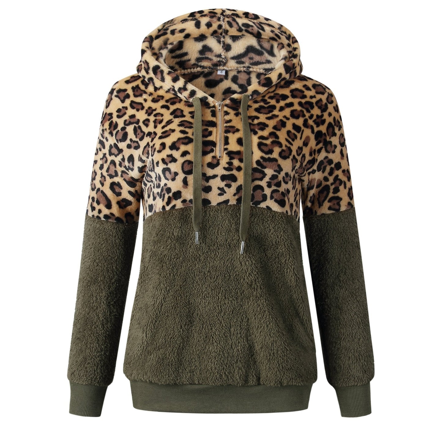 Teddy pullover - extremely warm and cozy hoodie with a stylish leopard pattern for spring