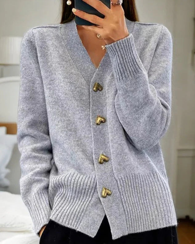 Adele – soft knit cardigan with heart buttons