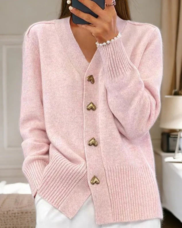 Adele – soft knit cardigan with heart buttons